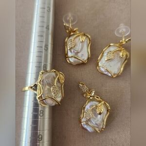 3 Pcs Baroque Style Faux Fresh Water Pearl Jewelery Set